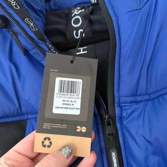 Royal Blue Puffer Vest XXL BNWT Crosshatch Craystore Gilet Lightweight Winter - Picture 3 of 3